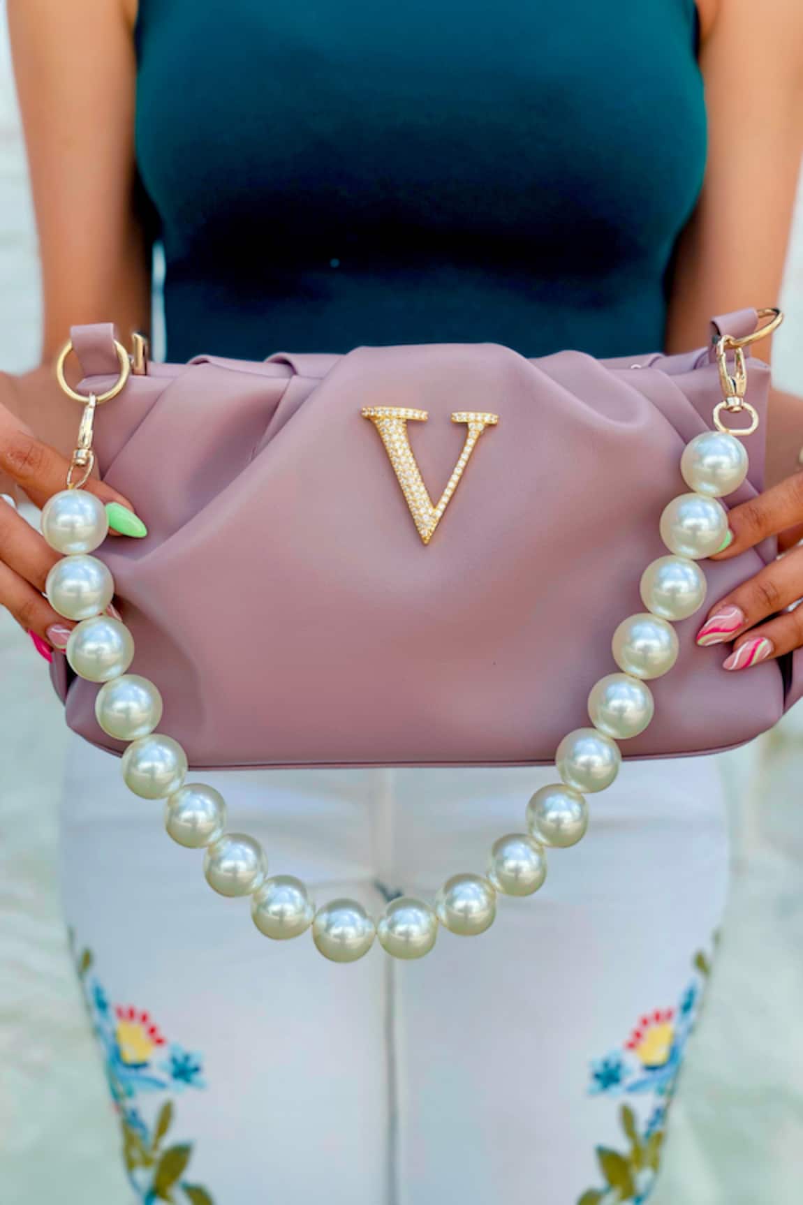 PRERTO Personalized Alphabeto Ruched Plain Bag