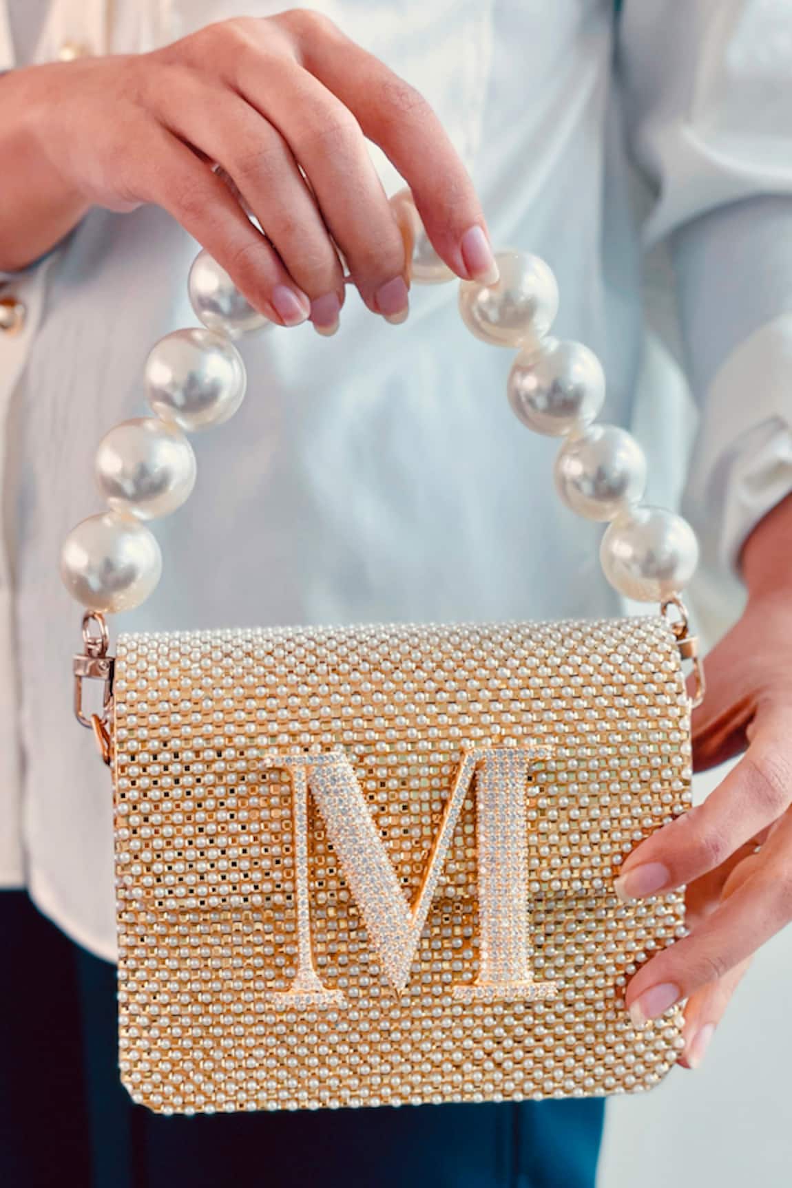 Prerto Personalized Pearl Embellished Bag