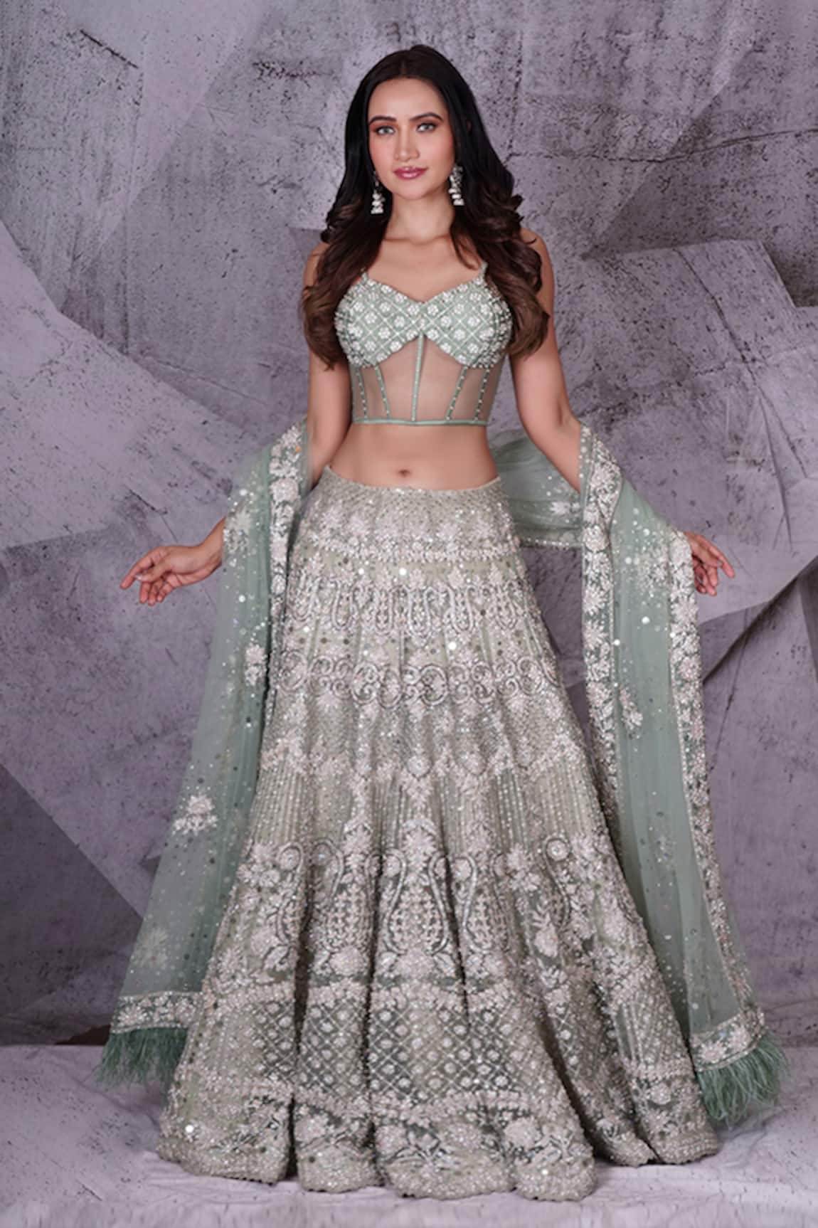 Archana Kochhar Crystal Sequin Embellished Lehenga Set