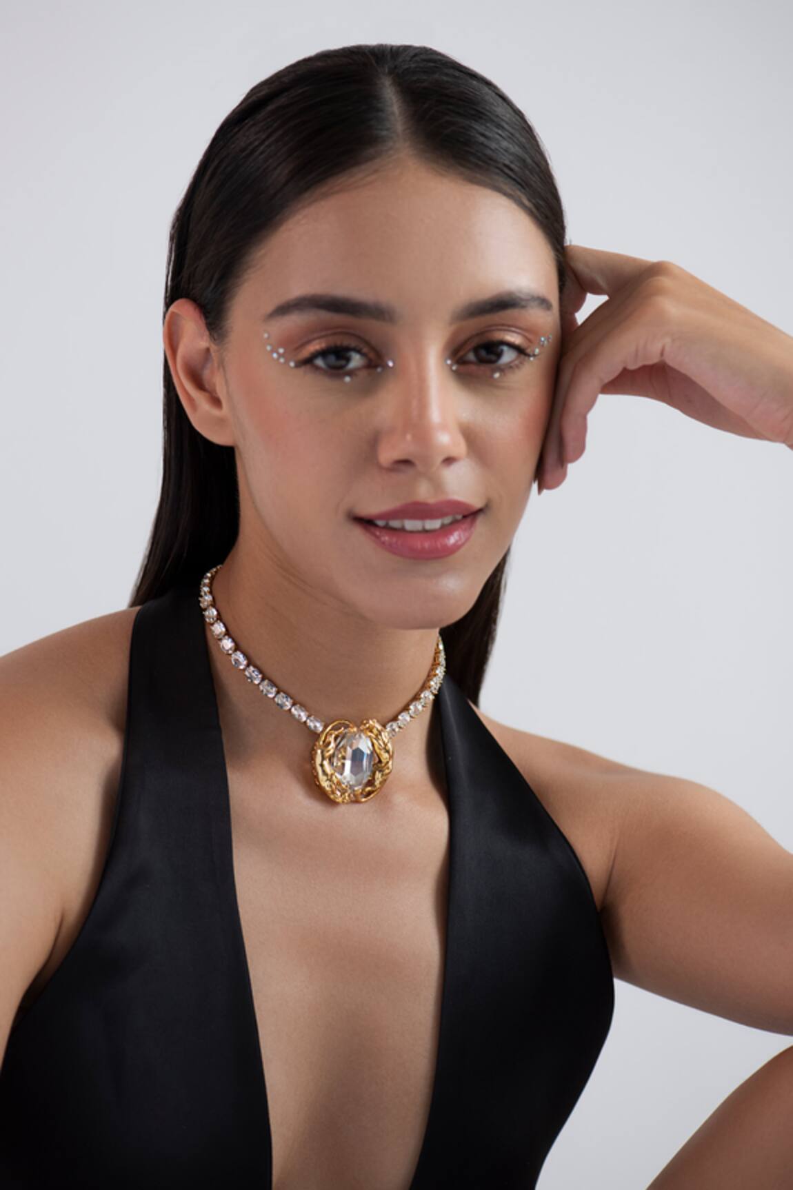 Opalina Soulful Jewellery 22K Gold Plated Stone Studded Necklace 