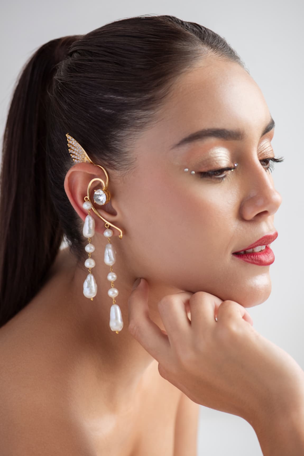 Opalina Soulful Jewellery Swarovski Stone & Pearl Embellished Ear Cuffs