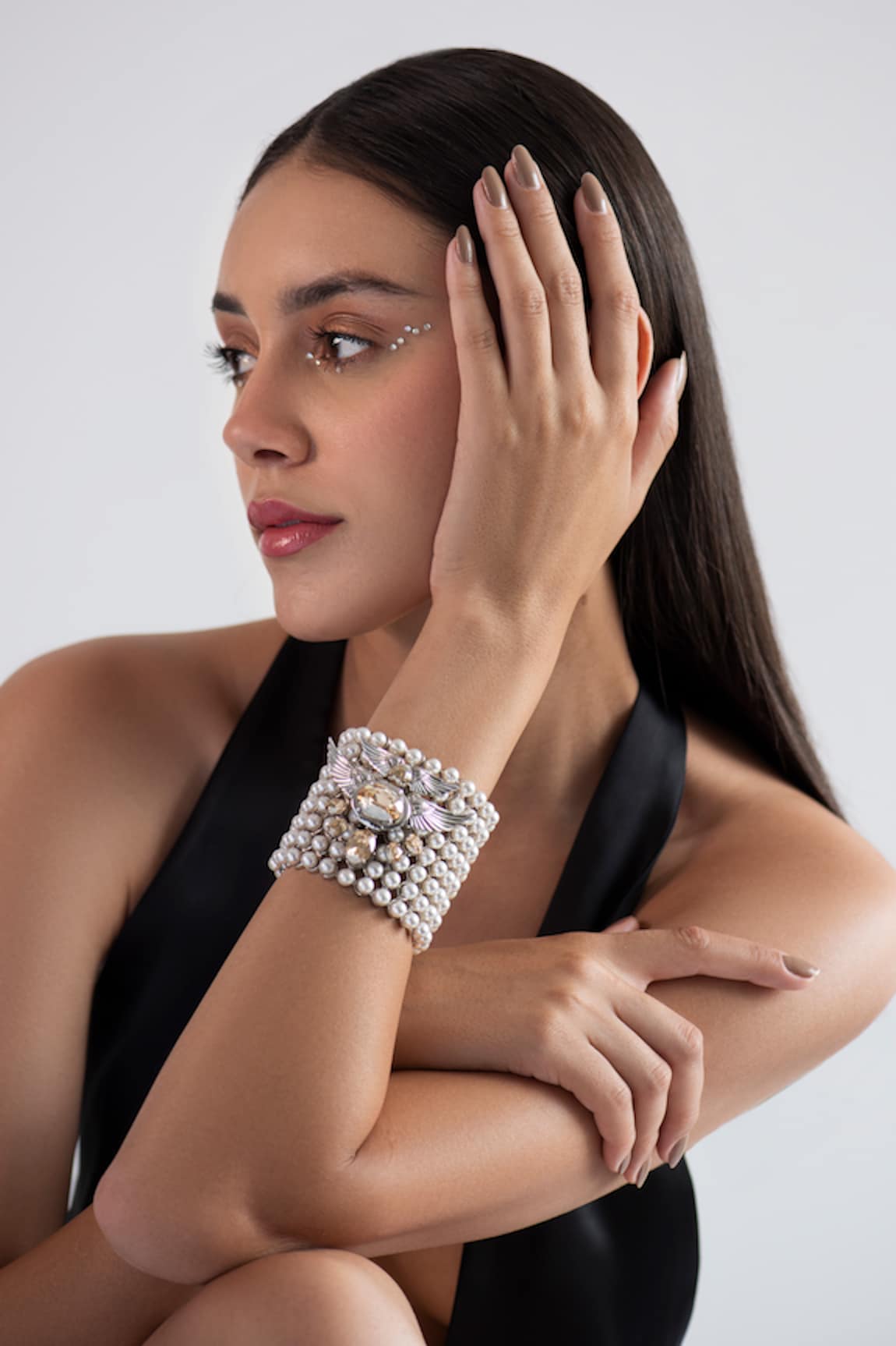 Opalina Soulful Jewellery Swarovski Stone & Pearl Embellished Cuff