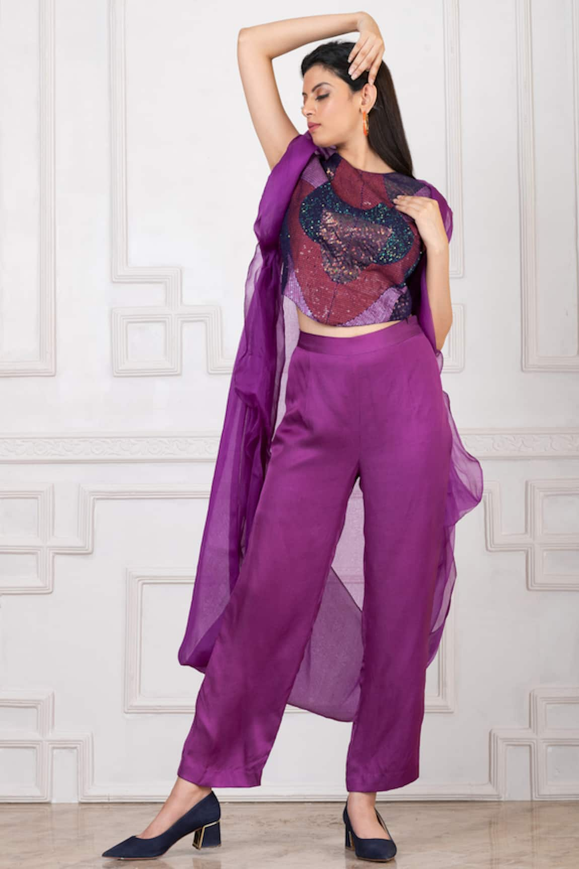 Megha Garg Round Neck Cape Pant Set