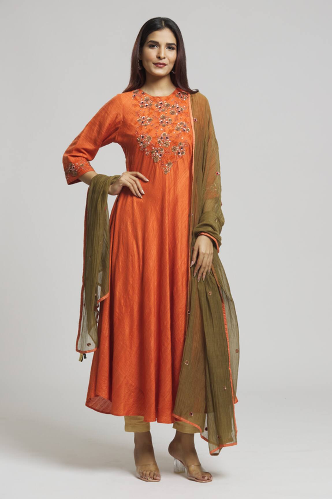 Bhusattva Floral Sequin Embroidered Kurta With Dupatta