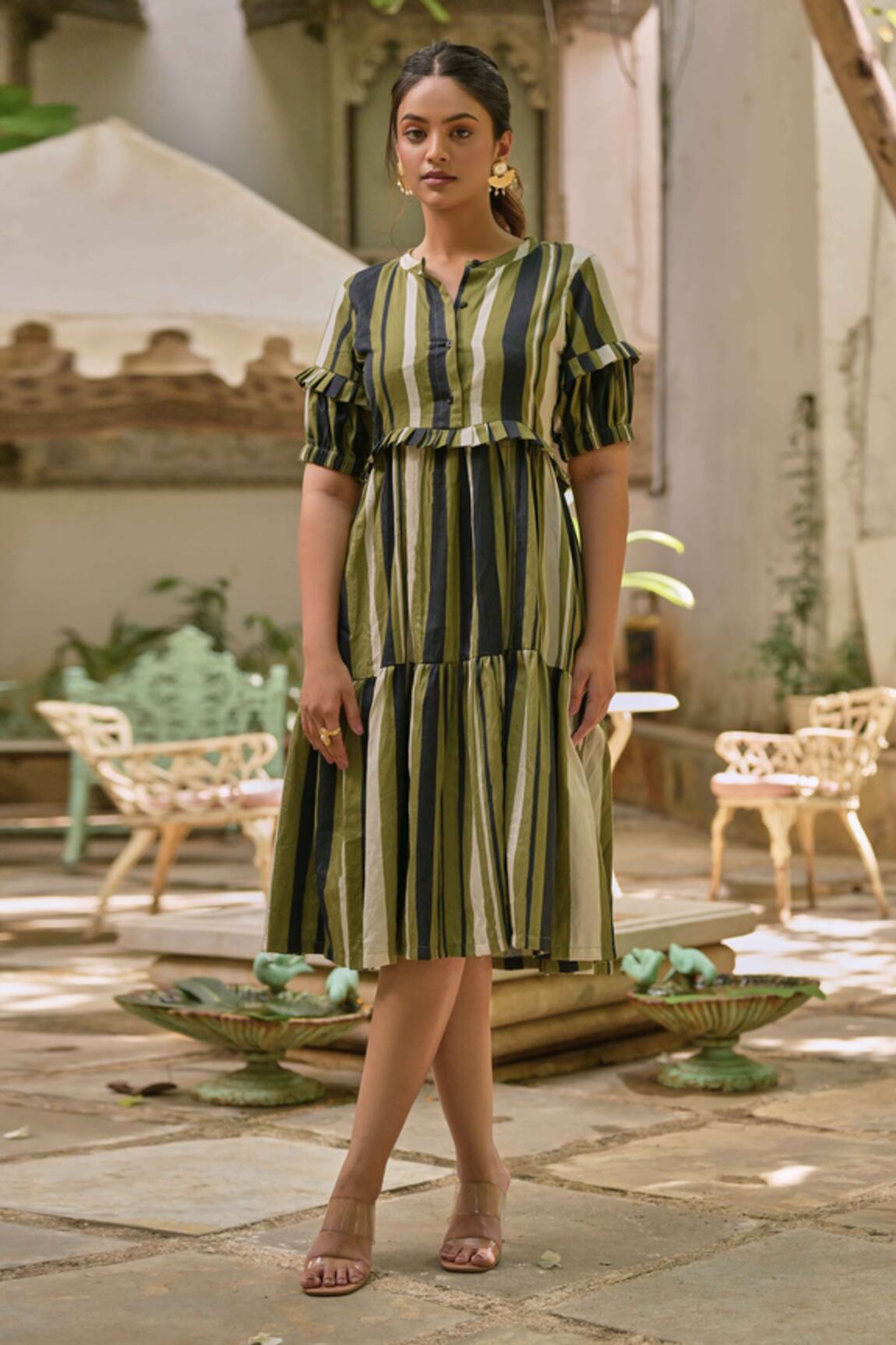 Saangi Stripe Print Dress