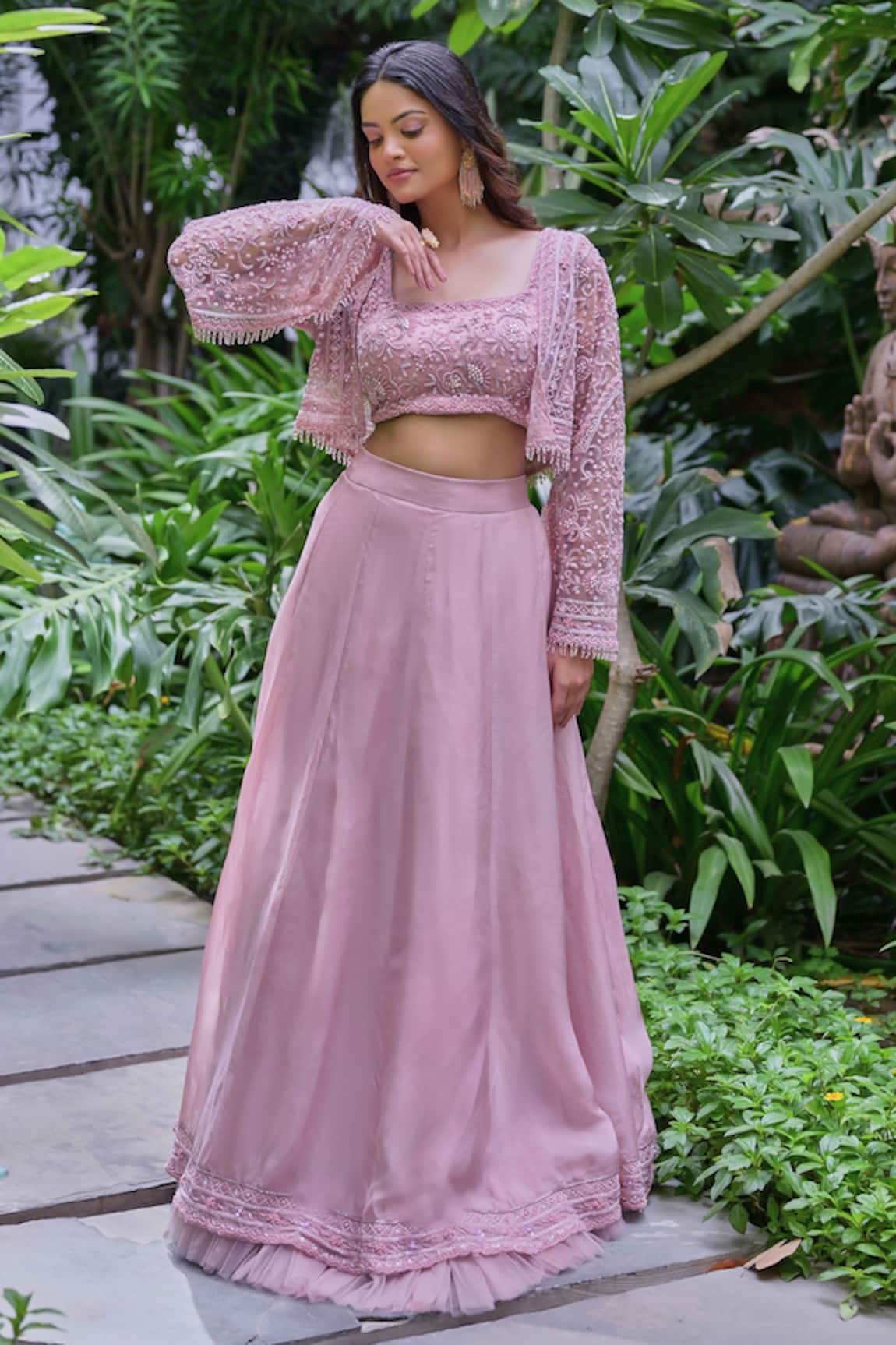 Saangi Embroidered Shrug Lehenga Set 