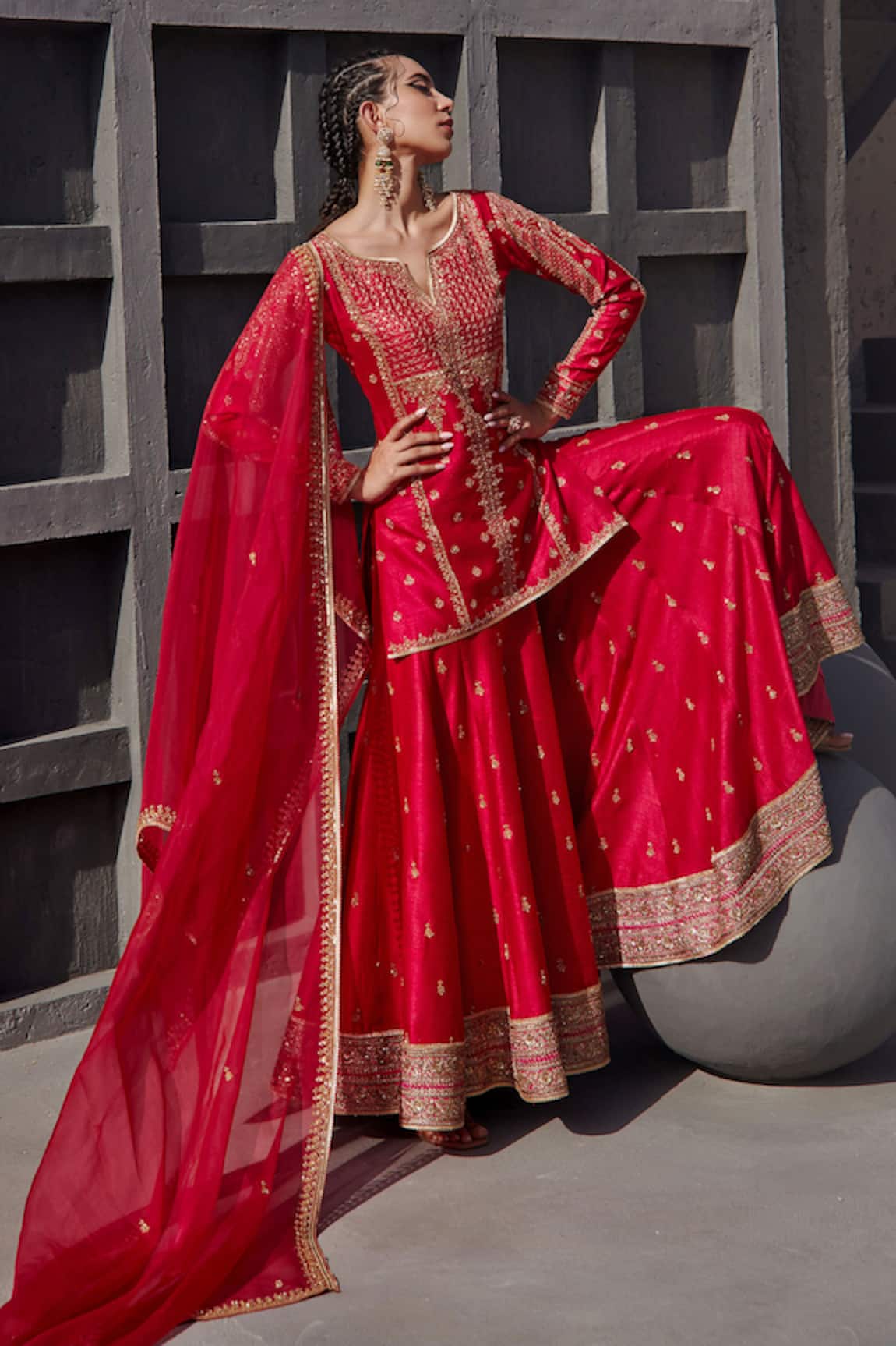 Jigar Mali Embroidered Kurta Sharara Set