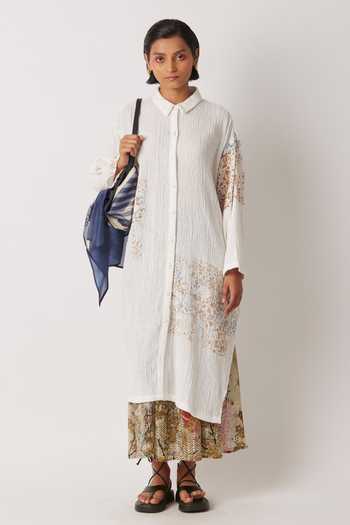 Yavi Calla Crinkled Cotton Shirt Dress 