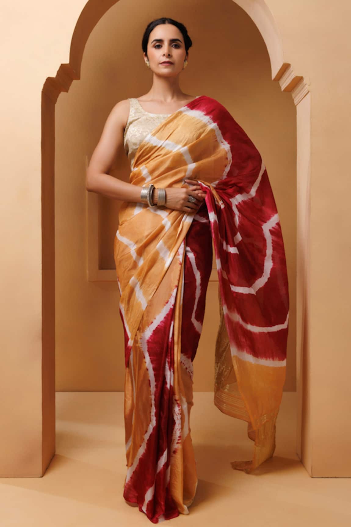 Geroo Jaipur Hand Dyed Saree With Unstitched Blouse Piece