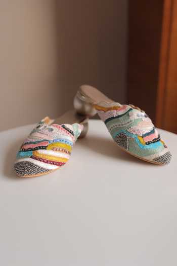 Foot Fuel Jeena Thread & Zardosi Work Mule Heels 