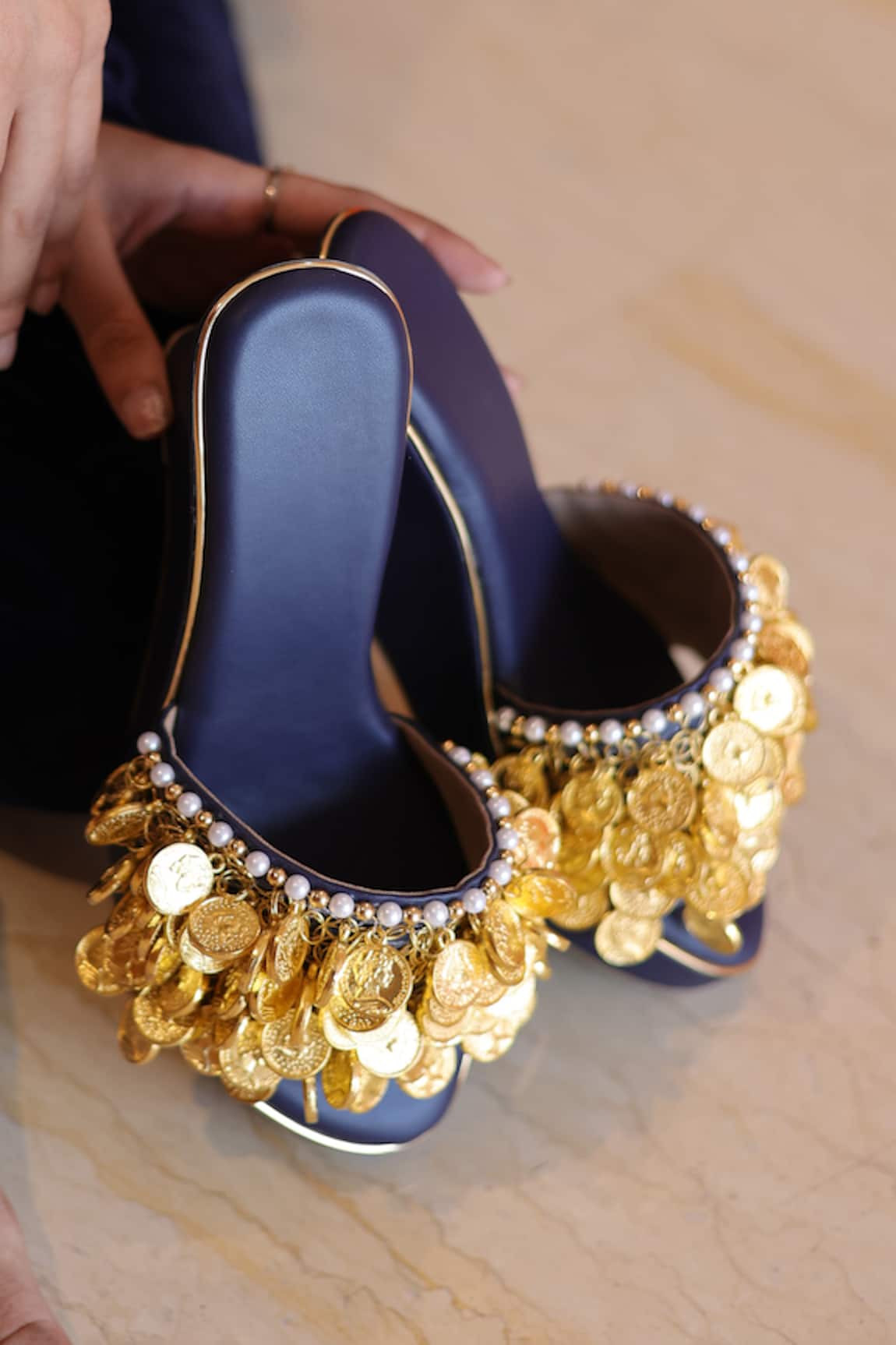 Foot Fuel Coin Embellished Wedges 