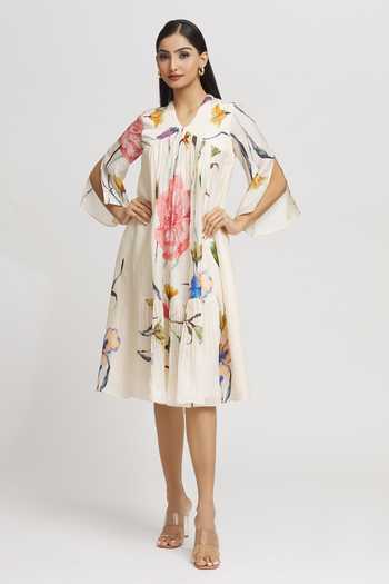 Whimsical By Shica Floral Print V Neck Dress 