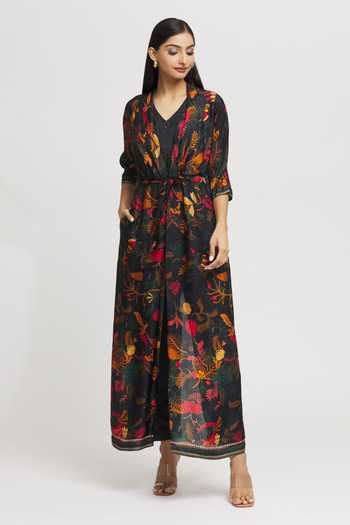 Whimsical By Shica Bird Print Double-Flap Jumpsuit 