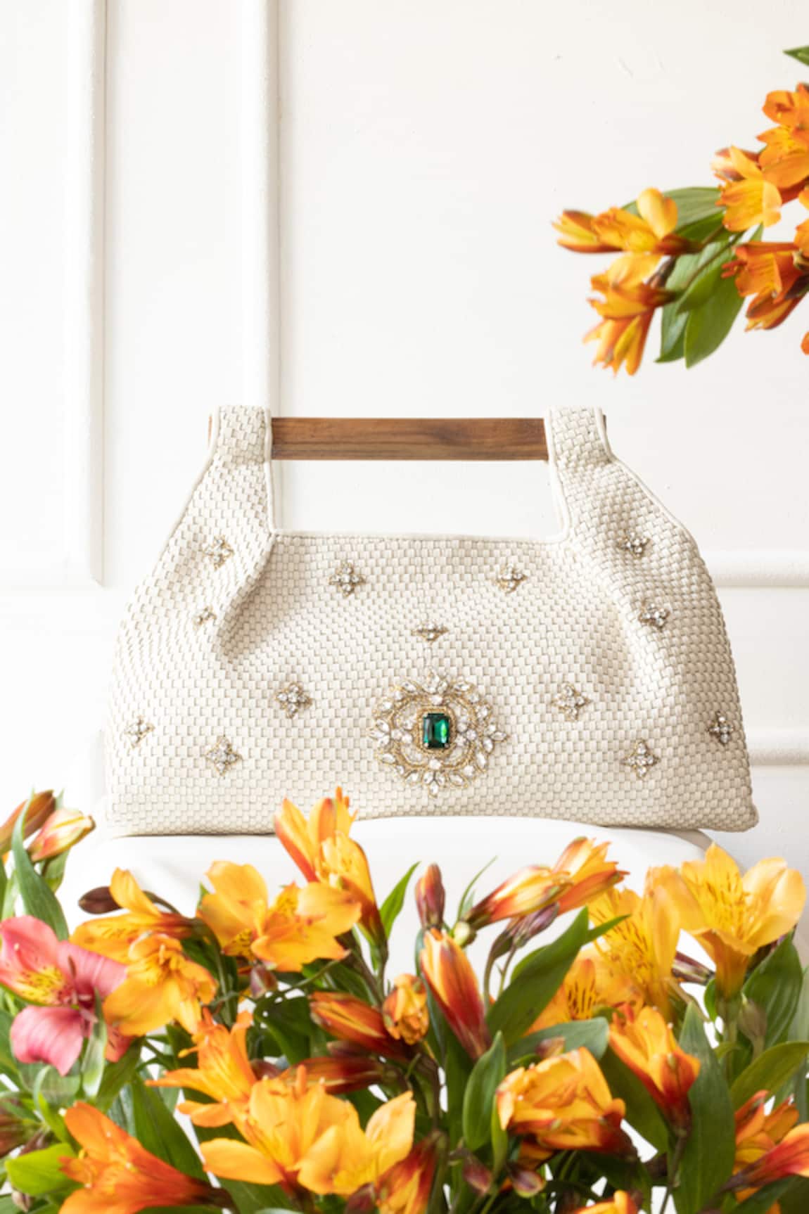 The Leather Garden Nafisa Jewel Embellished Bag