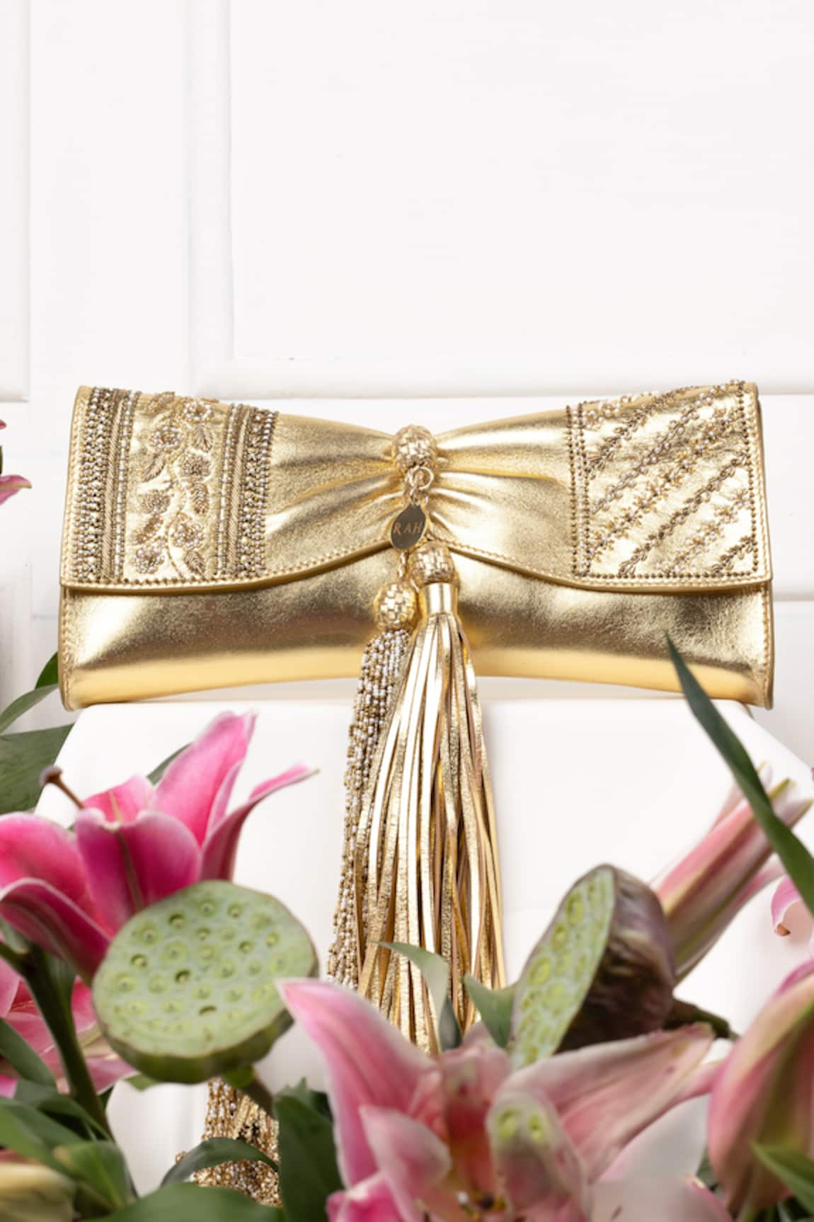 The Leather Garden Zareen Sequin Embellished Clutch