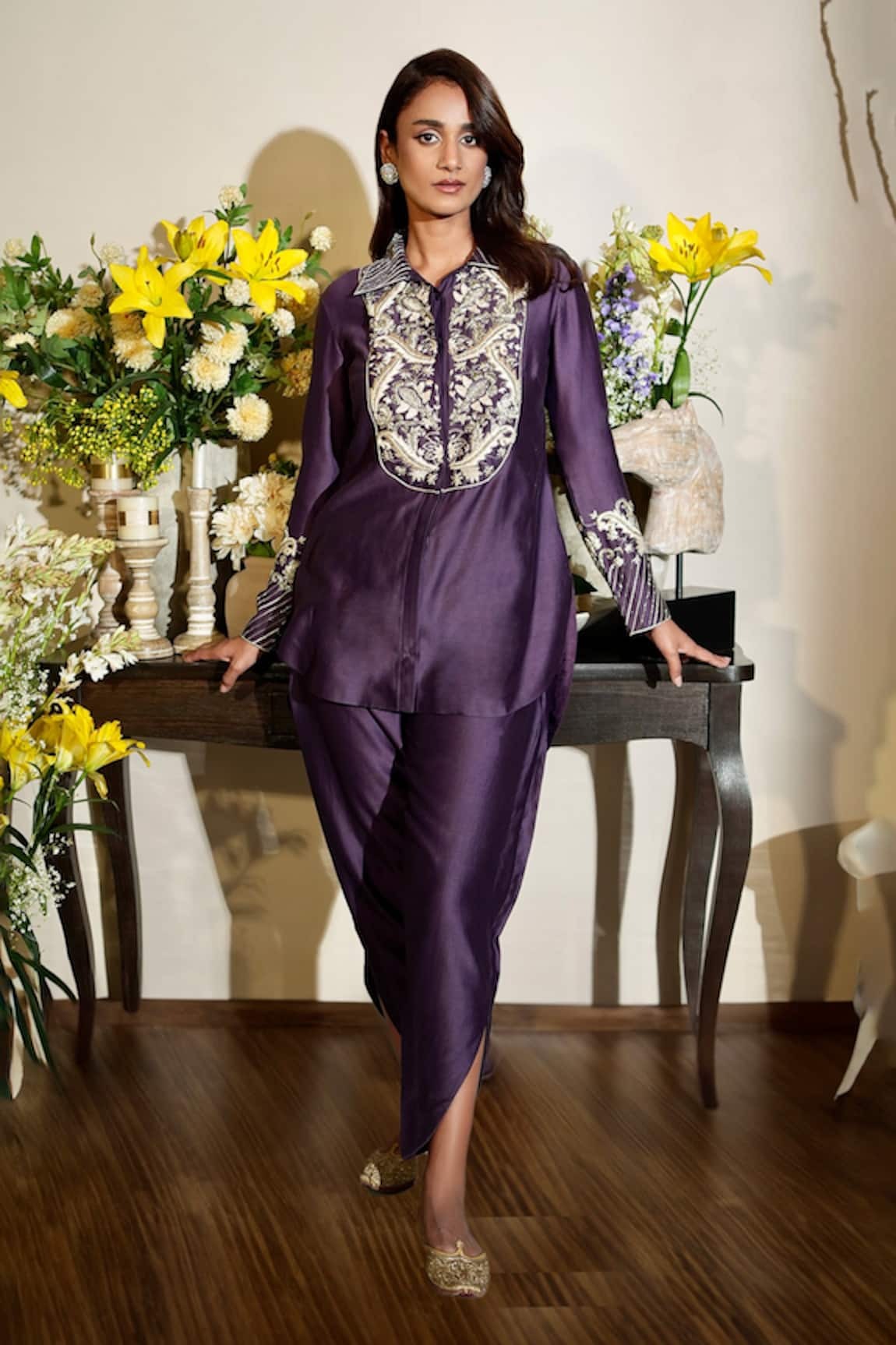 Megha Bansal Fiza Hand Embroidered Yoke Kurta With Pant