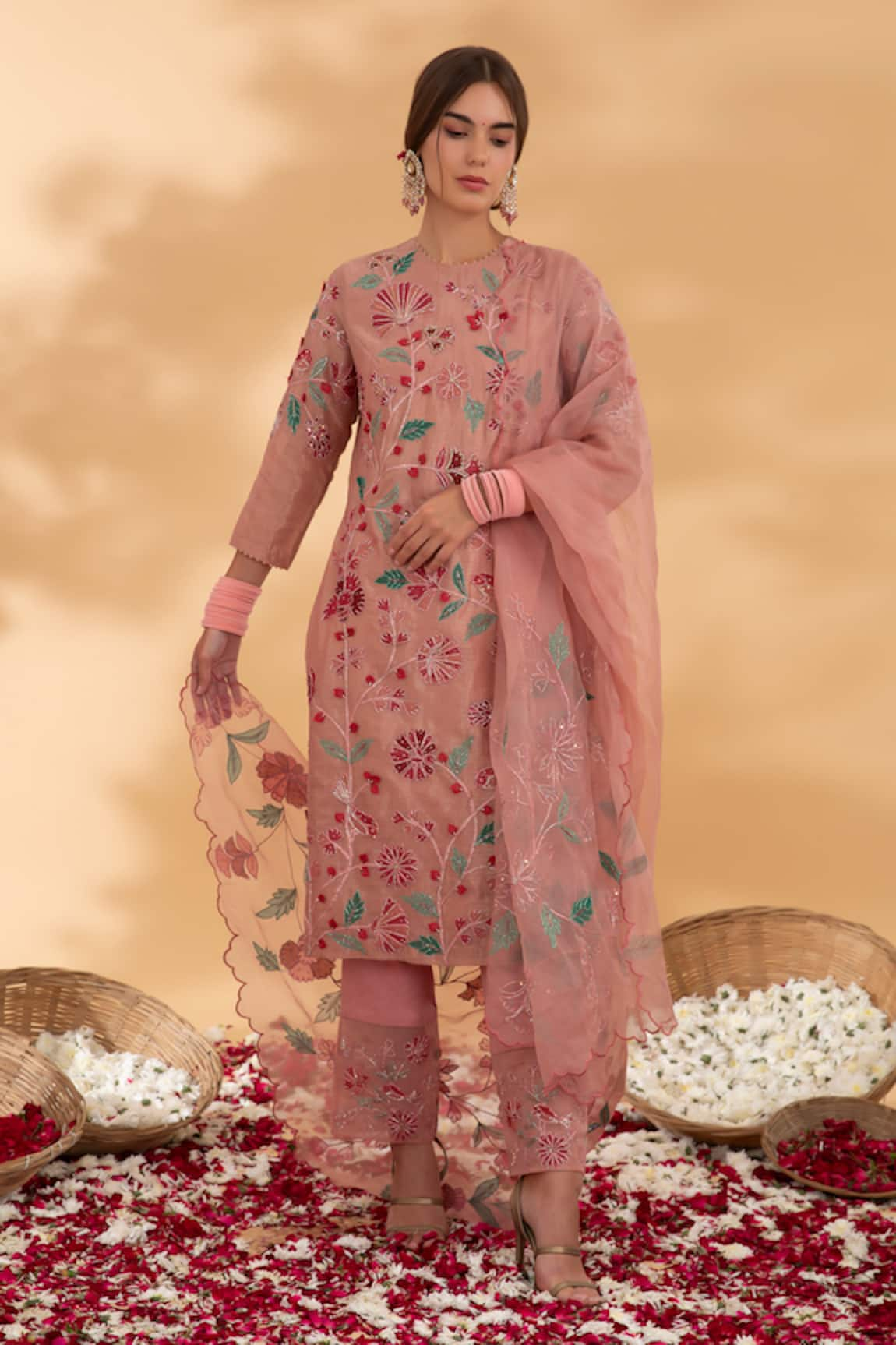 Show Shaa Floral Embroidered Kurta Pant Set