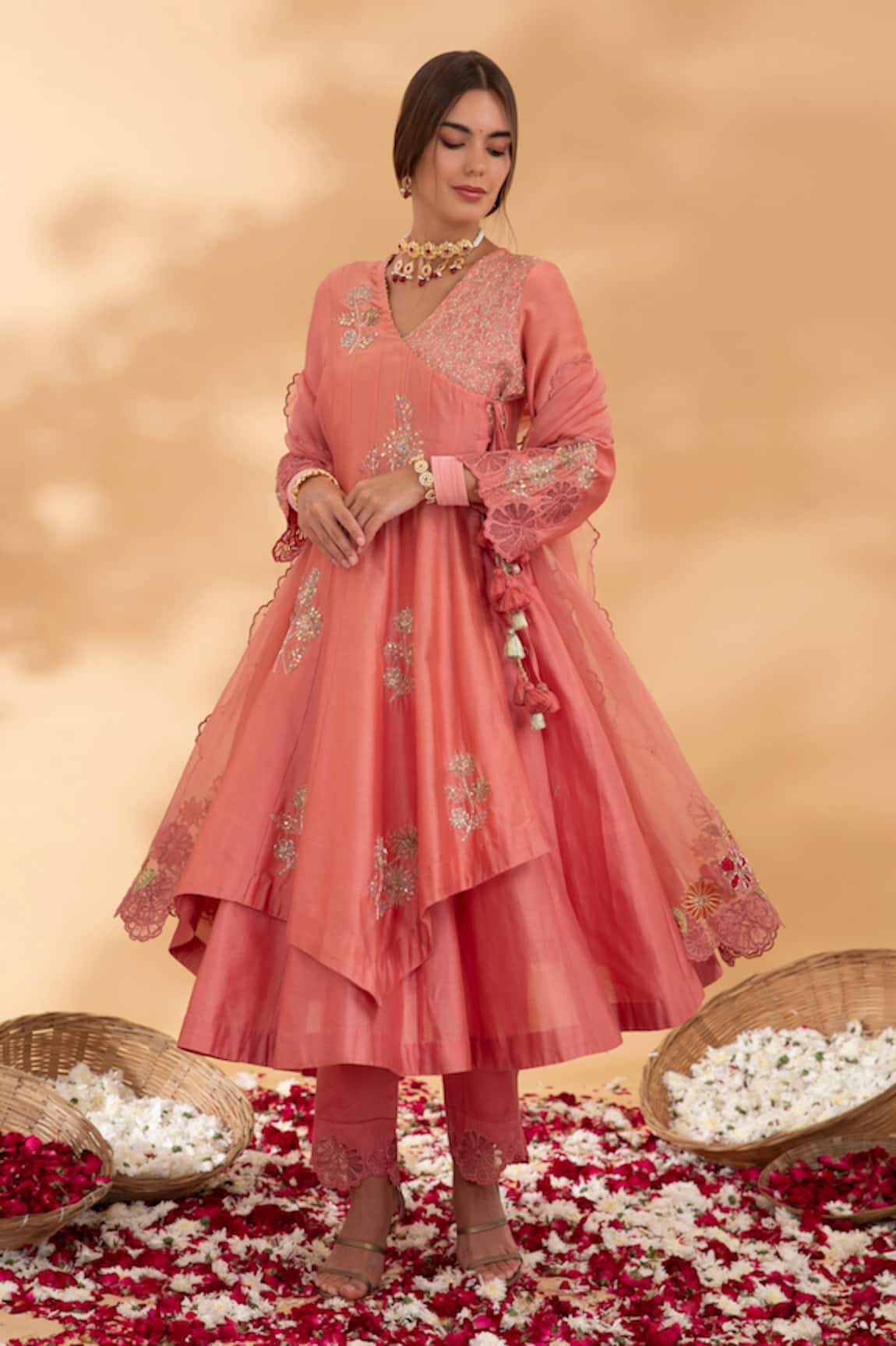 Show Shaa Gulshan Embroidered Angrakha Anarkali Set