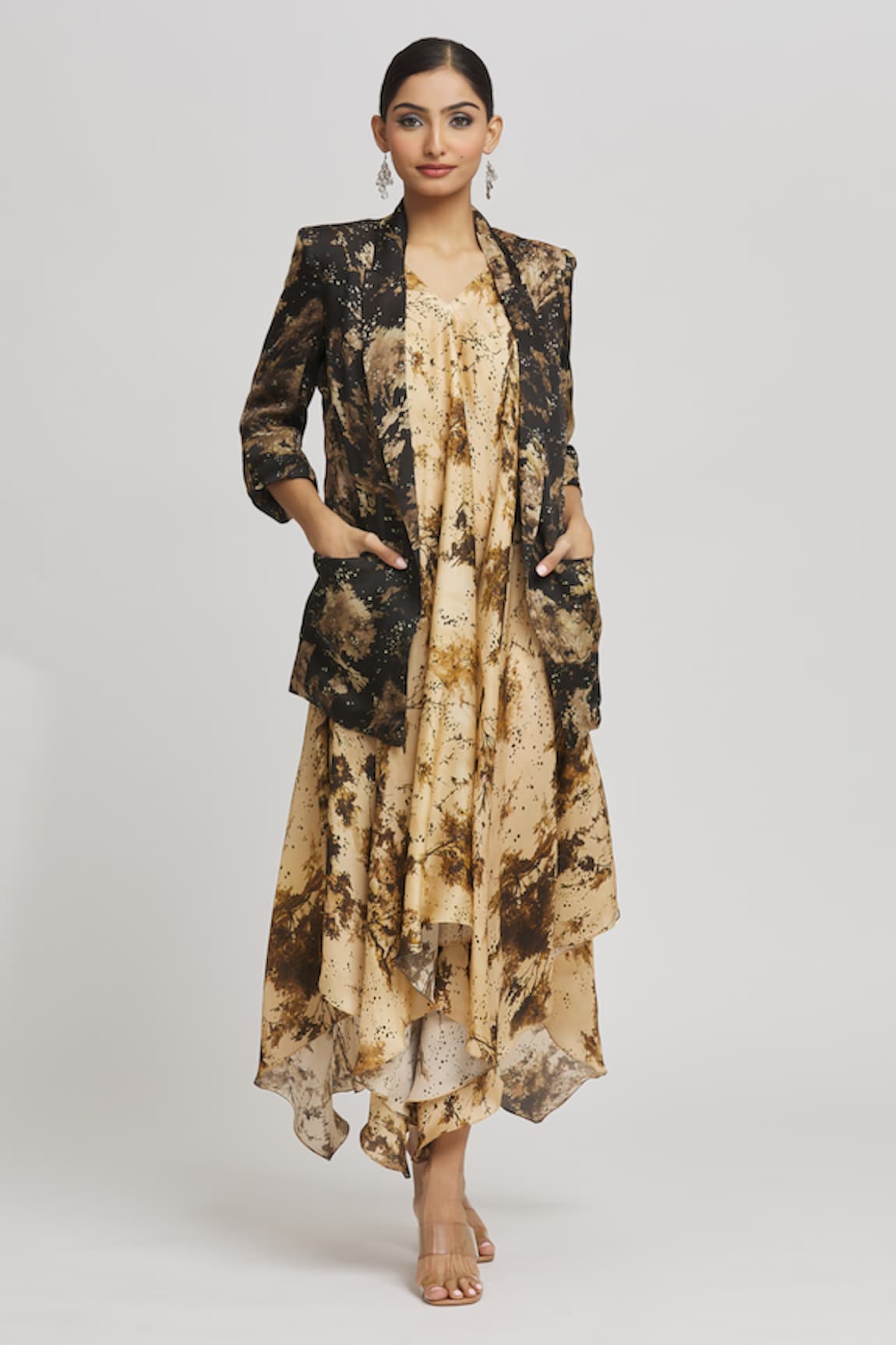 Whimsical By Shica Abstract Print Dress With Jacket