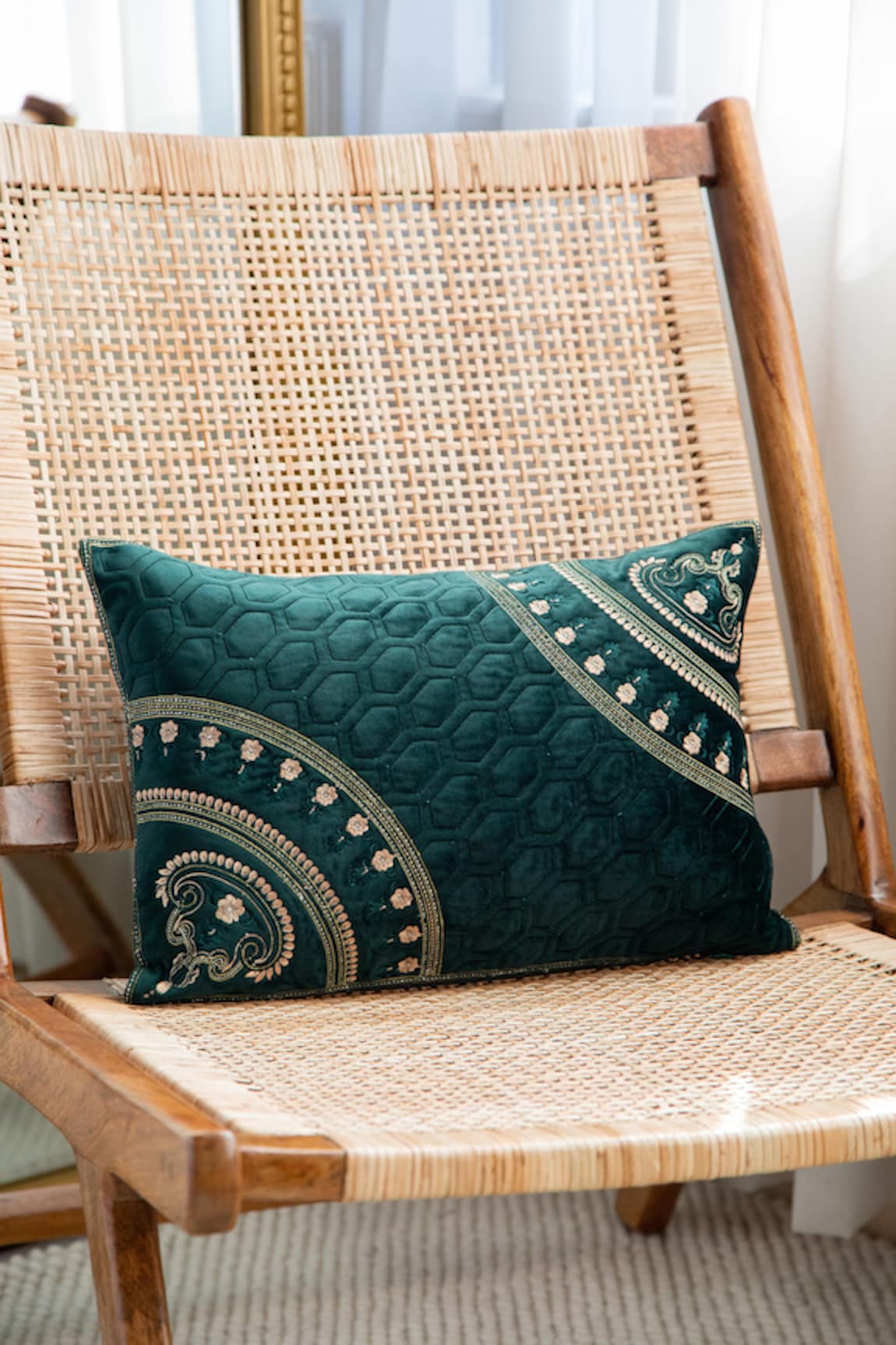 Khaabka Shaakh Geometric Embroidered Cushion Covers - 2 Pcs