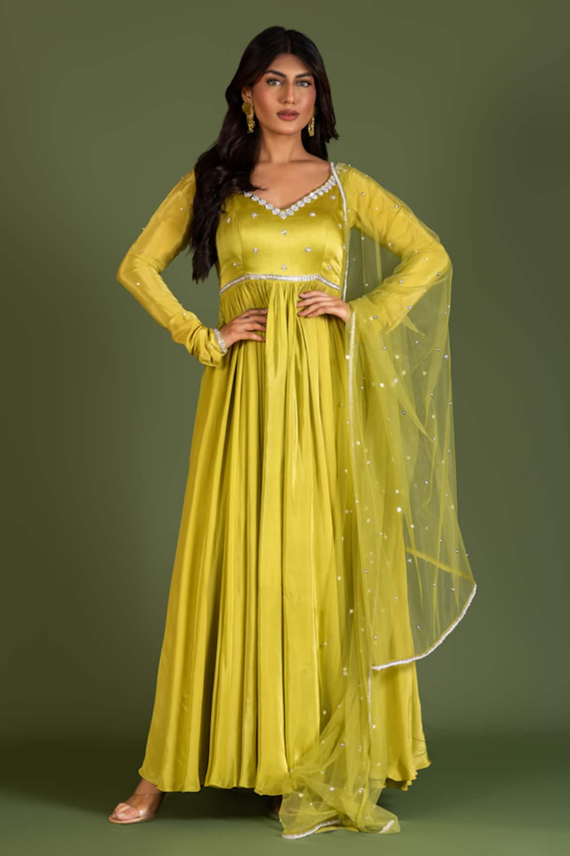 KRINA PATEL Floral Embroidered Anarkali With Dupatta