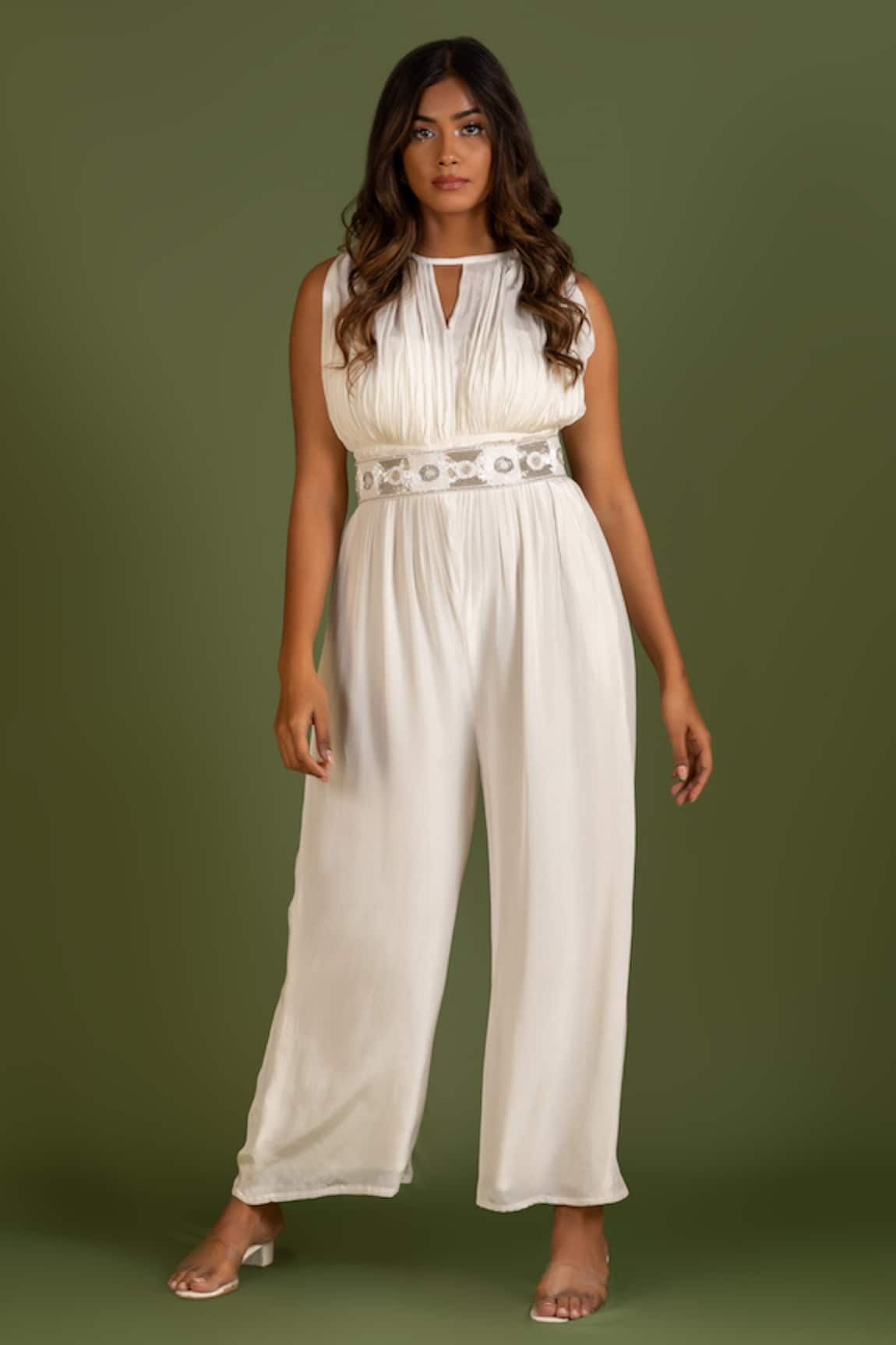 KRINA PATEL Pleated Draped Jumpsuit With Belt