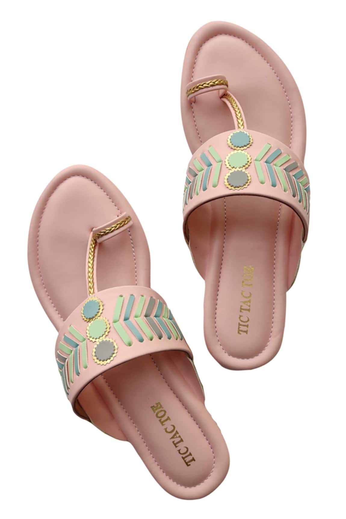 Tic Tac Toe Footwear Amber Toe Ring Kolhapuri Flats