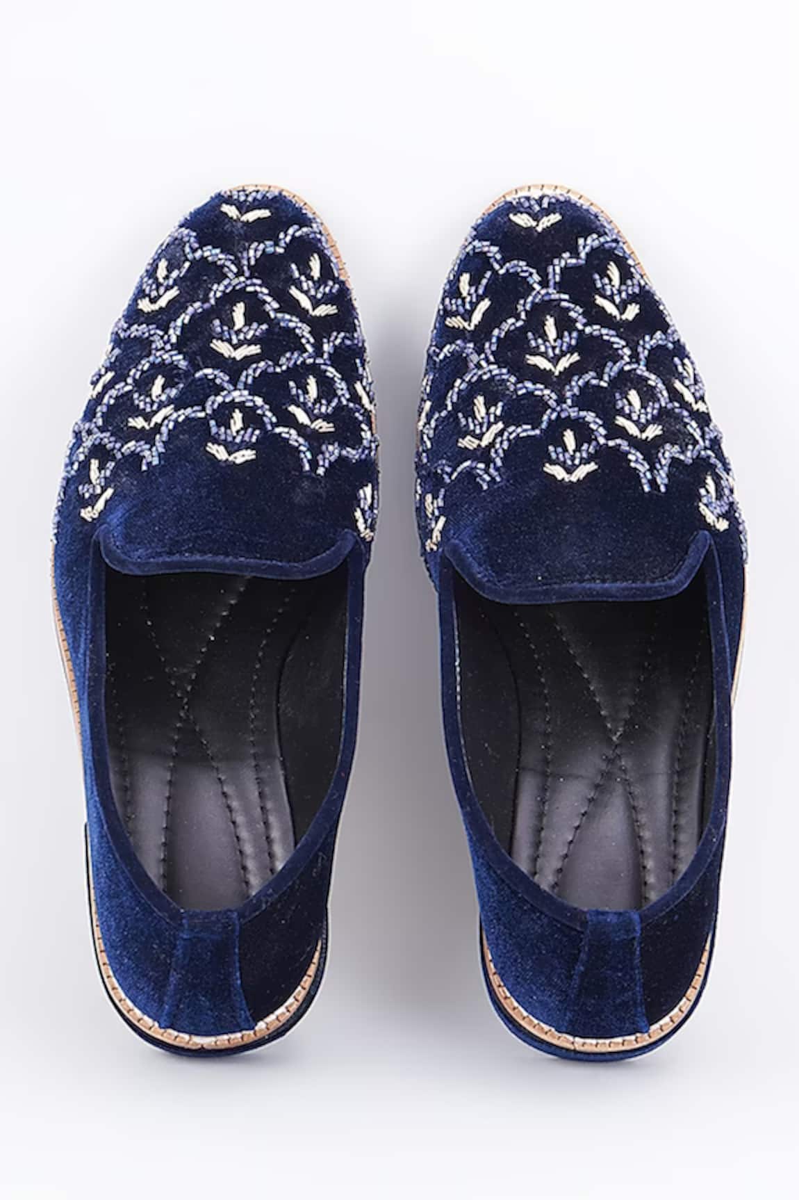 RNG Safawala Cutdana Embroidered Leather Loafers