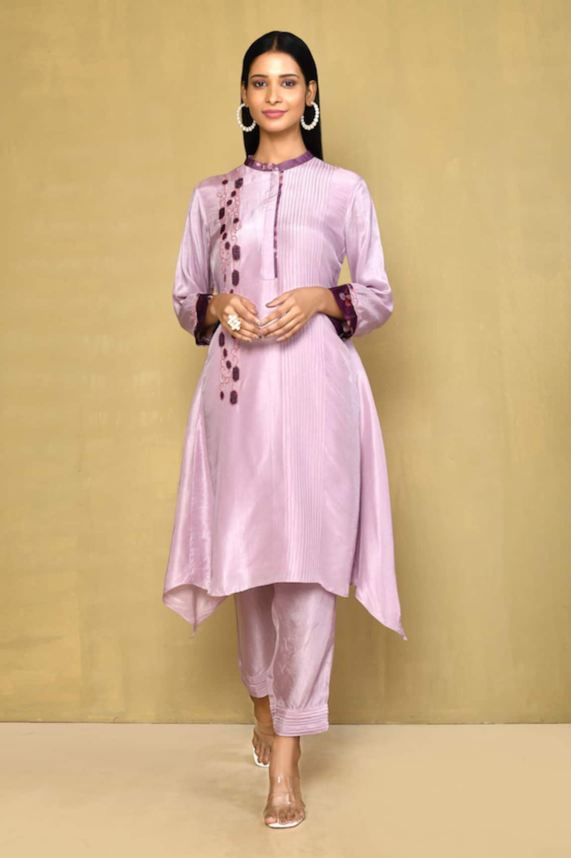 Adara Khan Placement Beads Embroidered Kurta With Pant