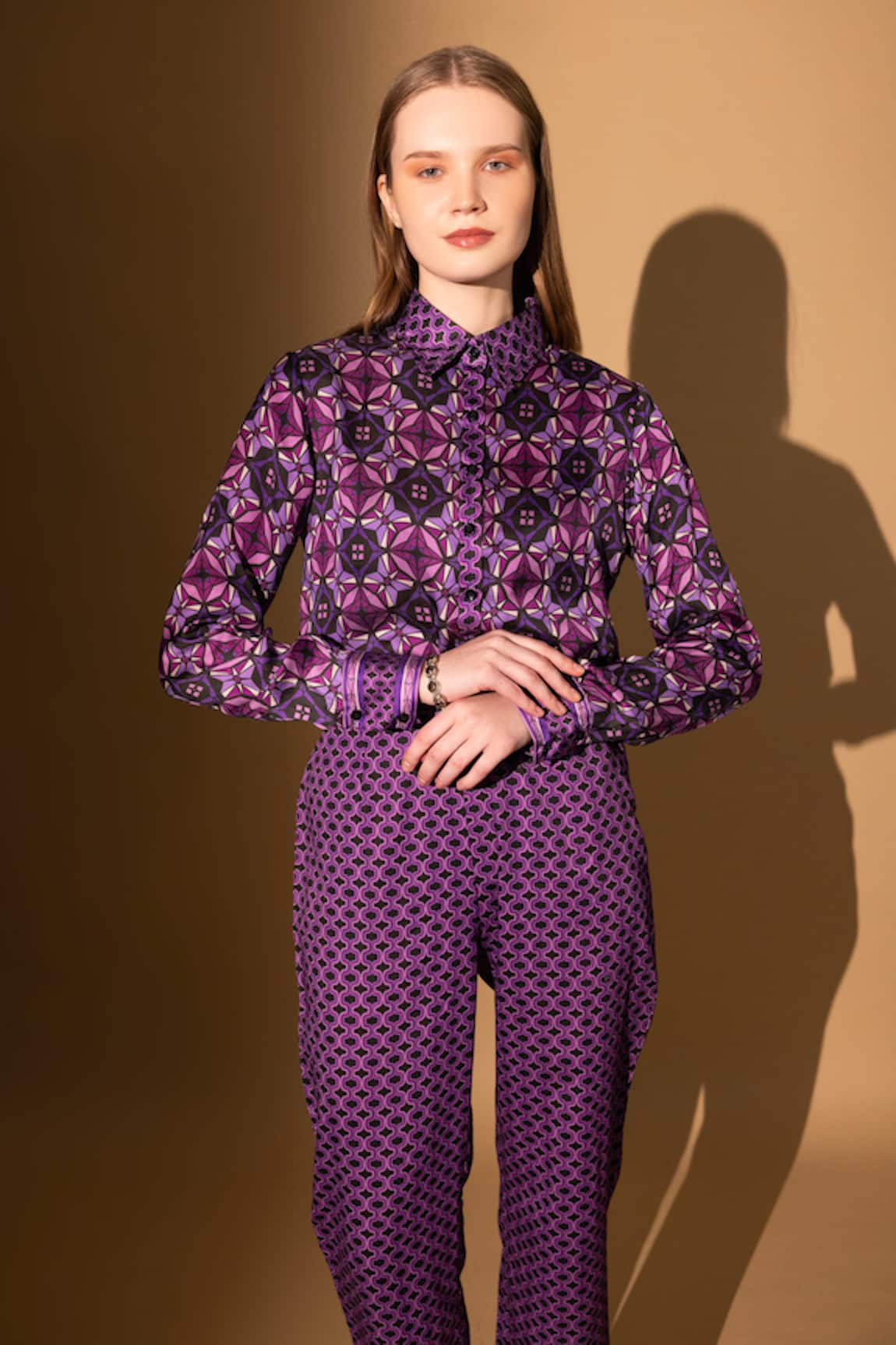 SHIMONA Sharp Abstract Print Shirt & Pant Set