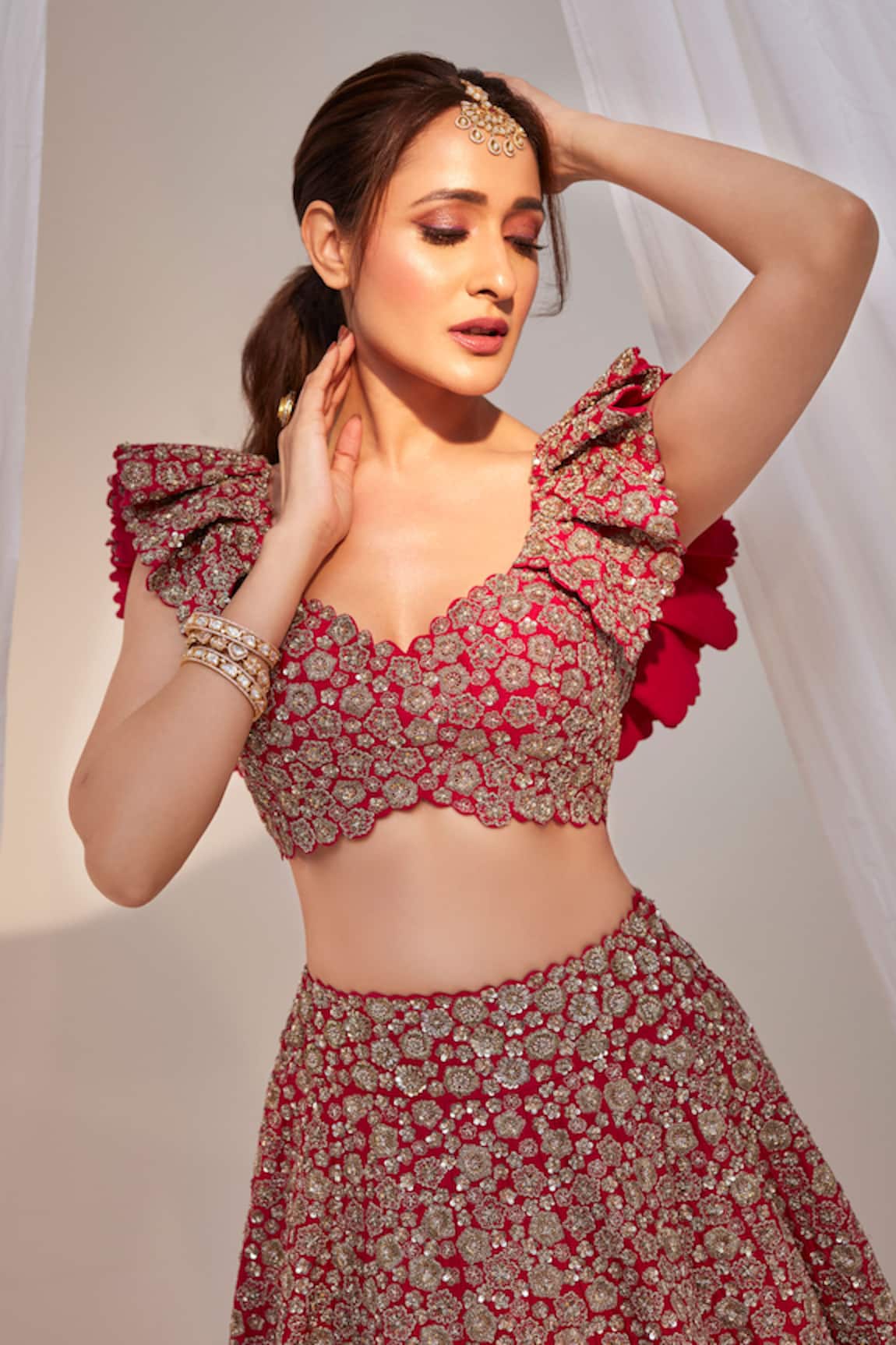 Mrunalini Rao Taara Bloom Zardozi Work Lehenga Set