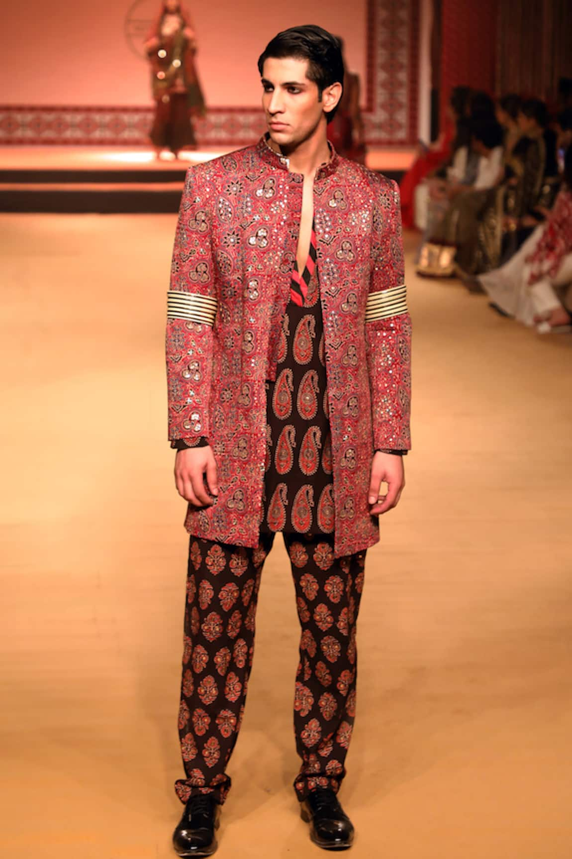 Nitya Bajaj Ajrakh Hand Block Print Sherwani Set