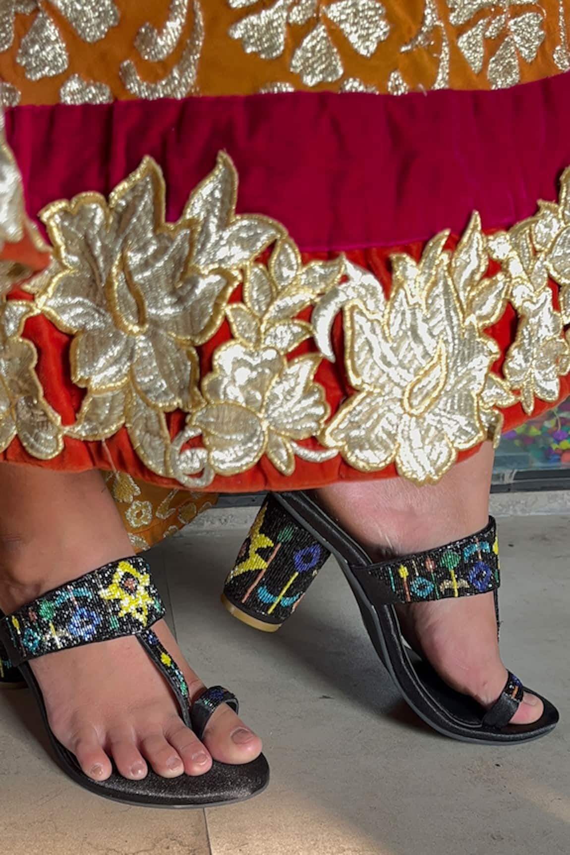 PREET KAUR Baag Embroidered Kolhapuri Heels