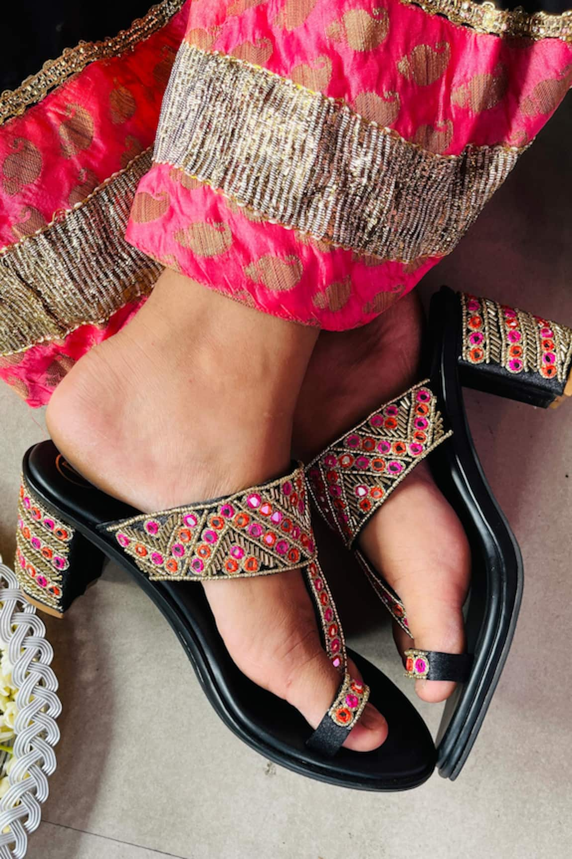 PREET KAUR Chandni Embroidered Kolhapuri Heels