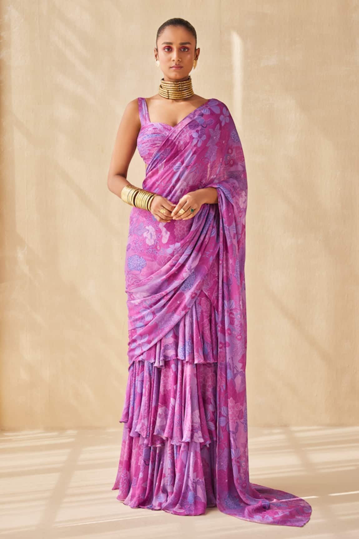 Ankita Dharman Deep Rhythm Pre-Draped Ruffle Saree With Blouse