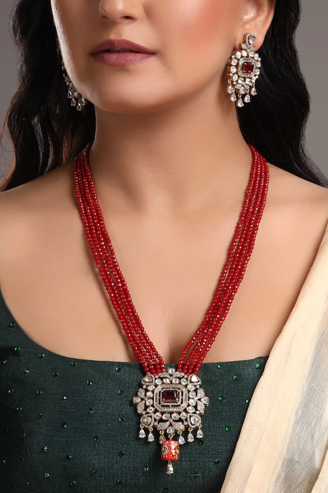 HRISHA Cubic Zirconia Embellished Necklace Set 