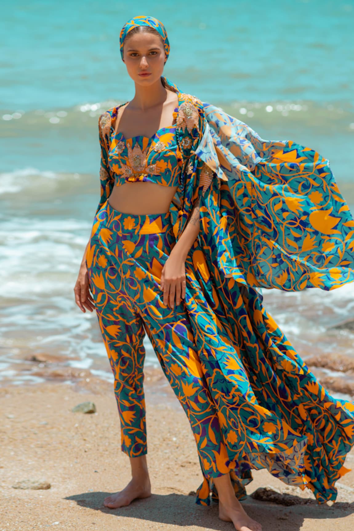 PDS by SNEHA Printed Long Cape Pant Set