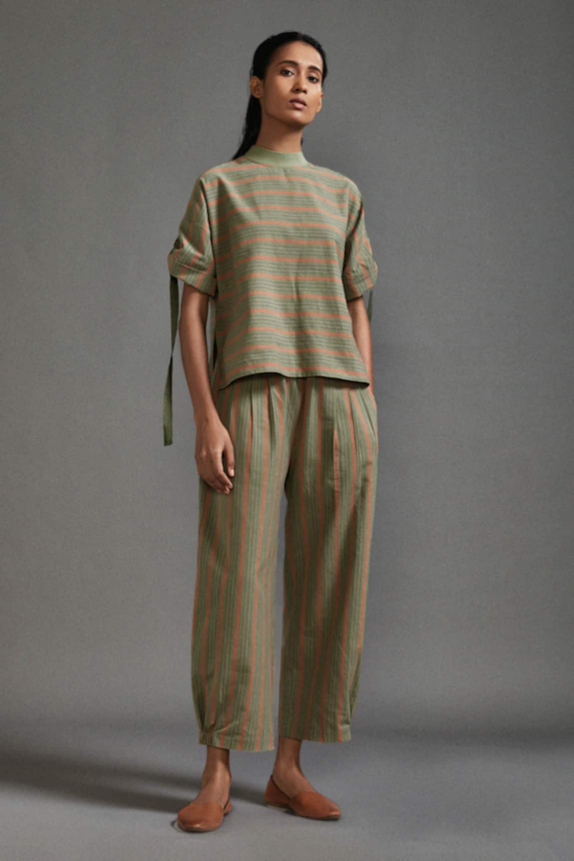 MATI Bayadere Striped High Low Top With Pant