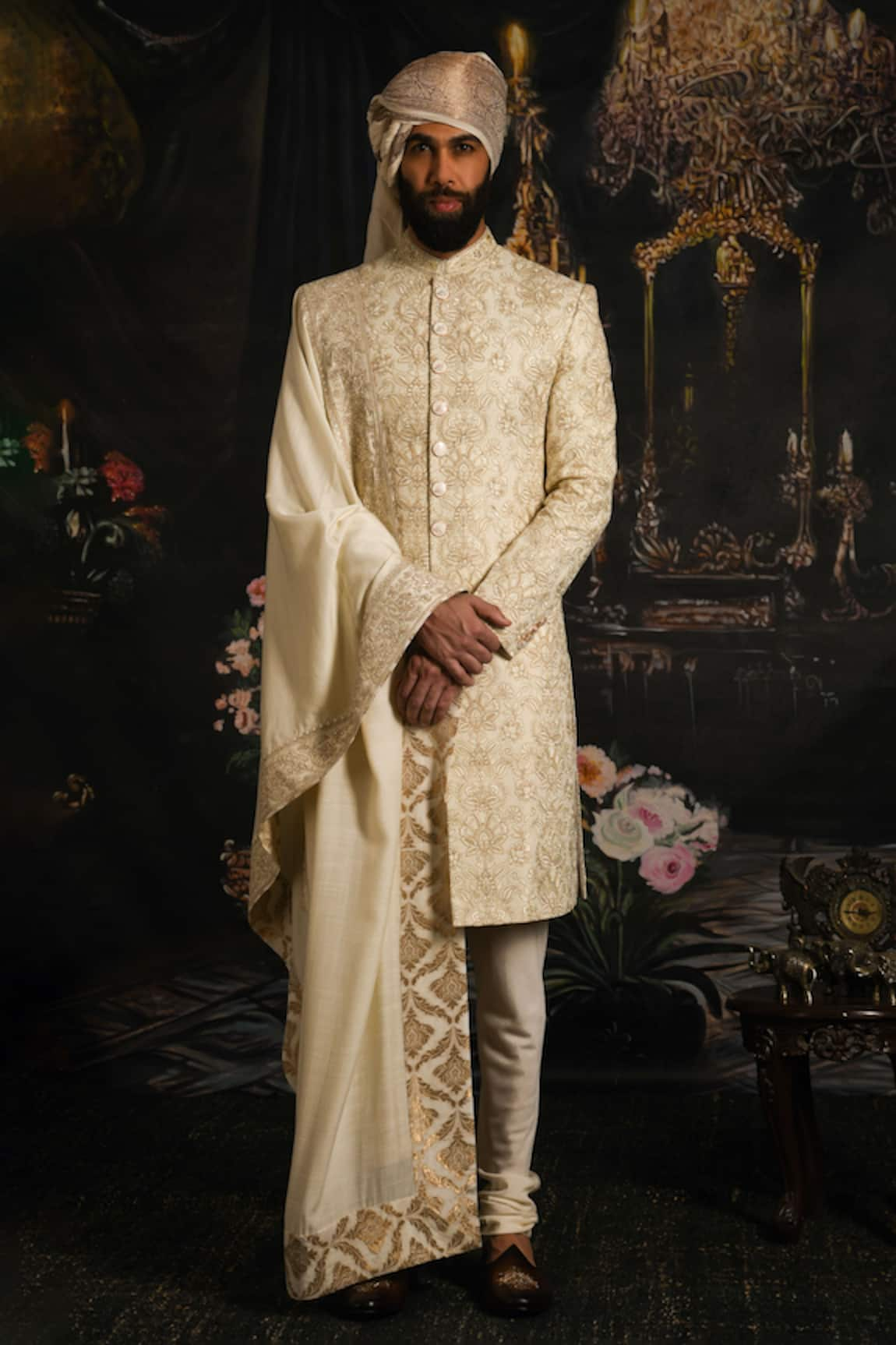 Punit Arora Banarasi Woven Sherwani With Kurta Set