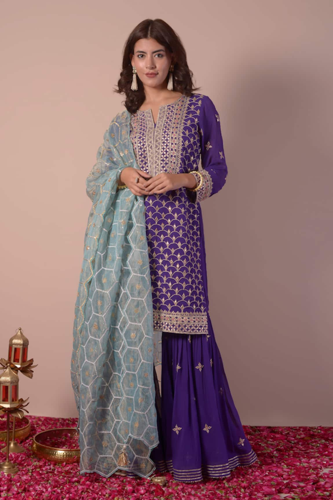 Surabhi Arya Scallop Embroidered Kurta Gharara Set