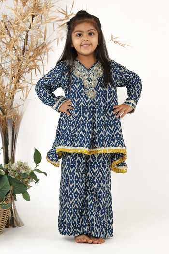 LA Dee DA Geometric Print Anarkali & Palazzo Set 