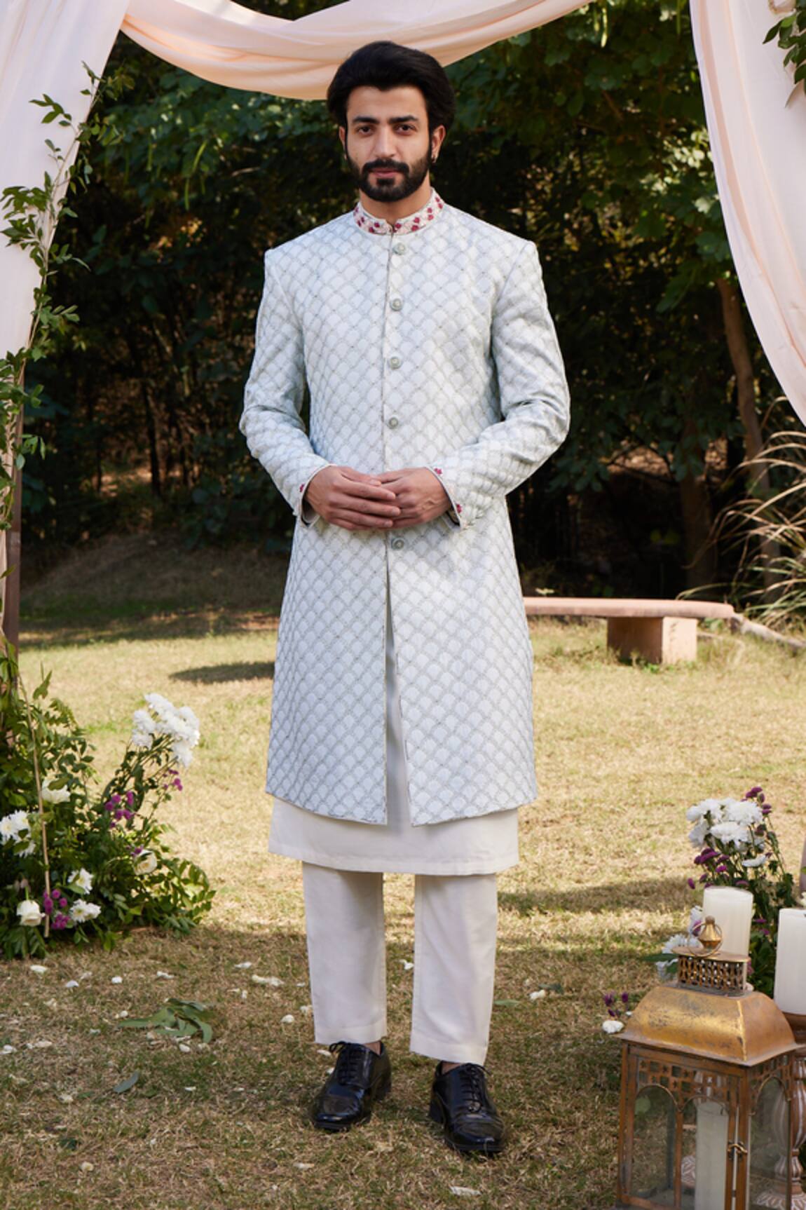 SHASHA GABA Chamundi Silk Embroidered Sherwani 