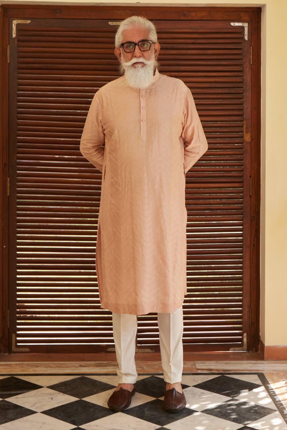 Shasha Gaba Chevron Pattern Embroidered Kurta 