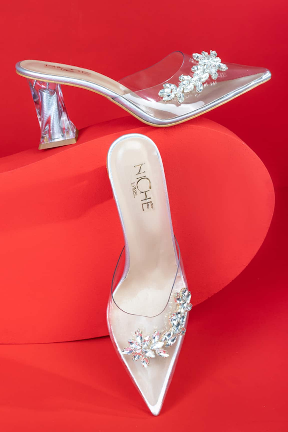 THE NICHE LABEL Bejewelled Embellished Stone Pumps