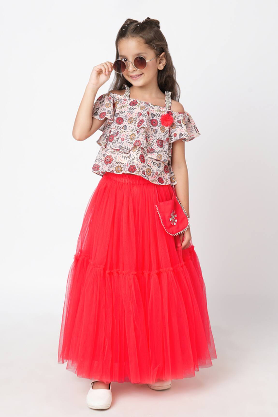 LIL DRAMA Floral Print Blouse With Lehenga