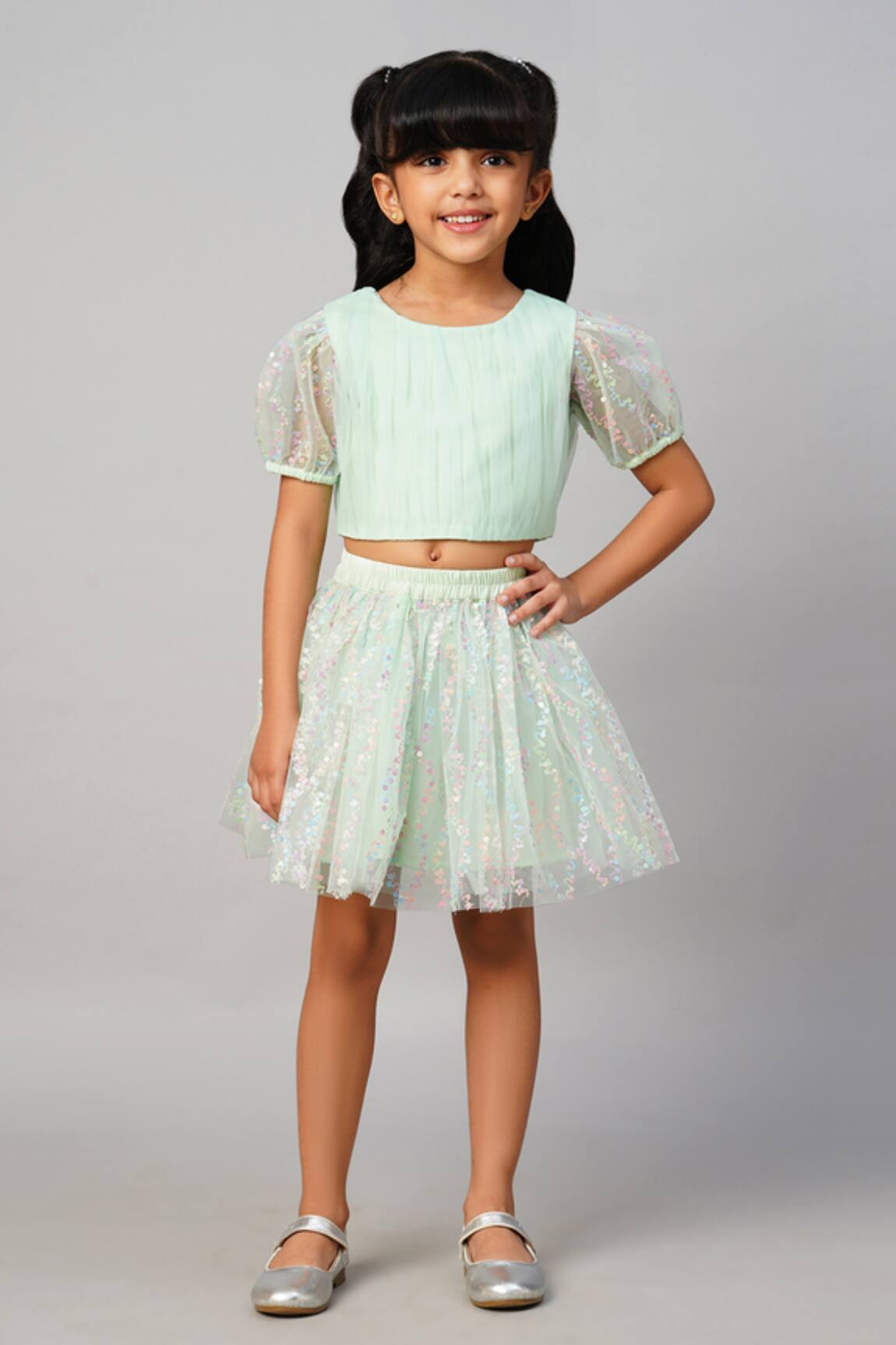 LIL DRAMA Top With Sequin Embellished Skirt