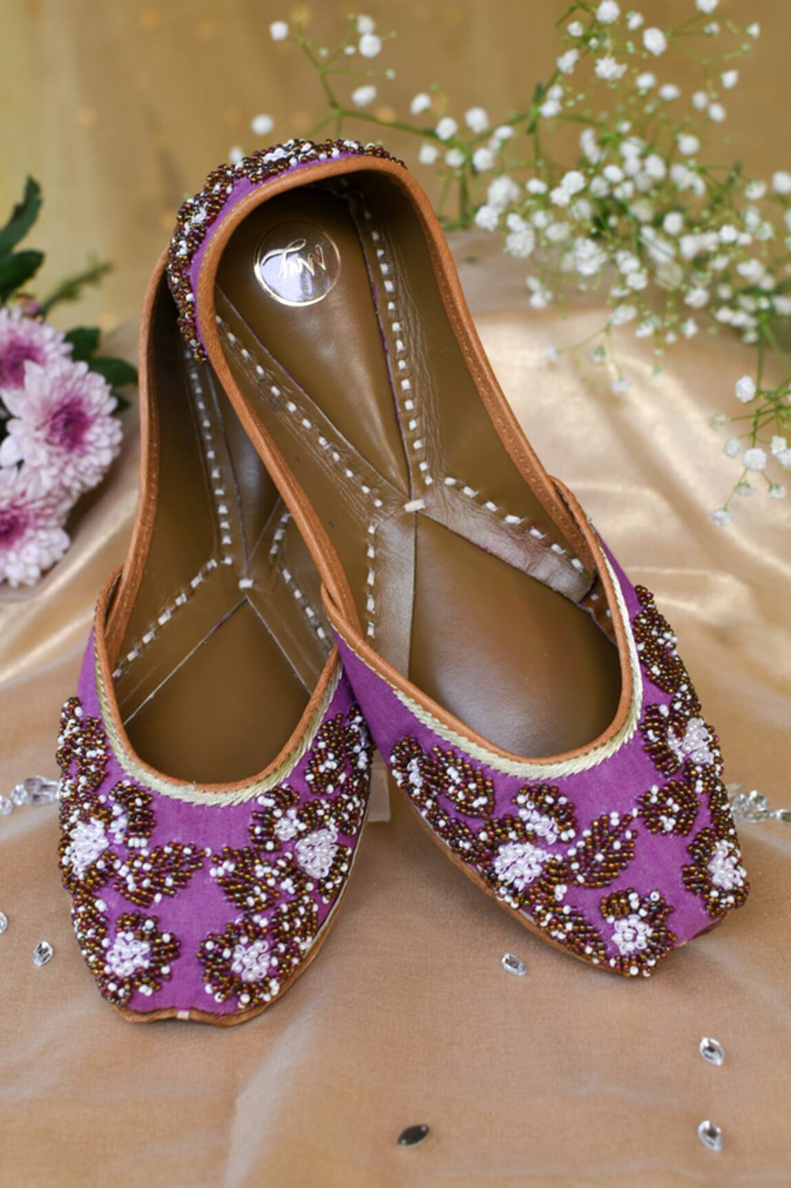 Moy Orchid Beads Embellished Juttis