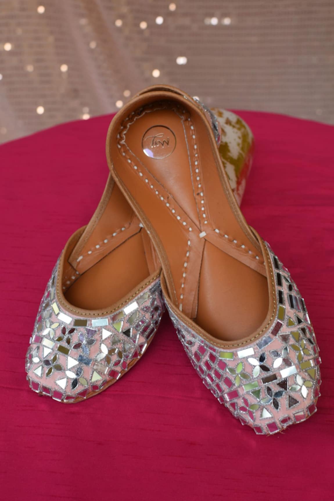 Moy Mosaic Mirror Embellished Juttis