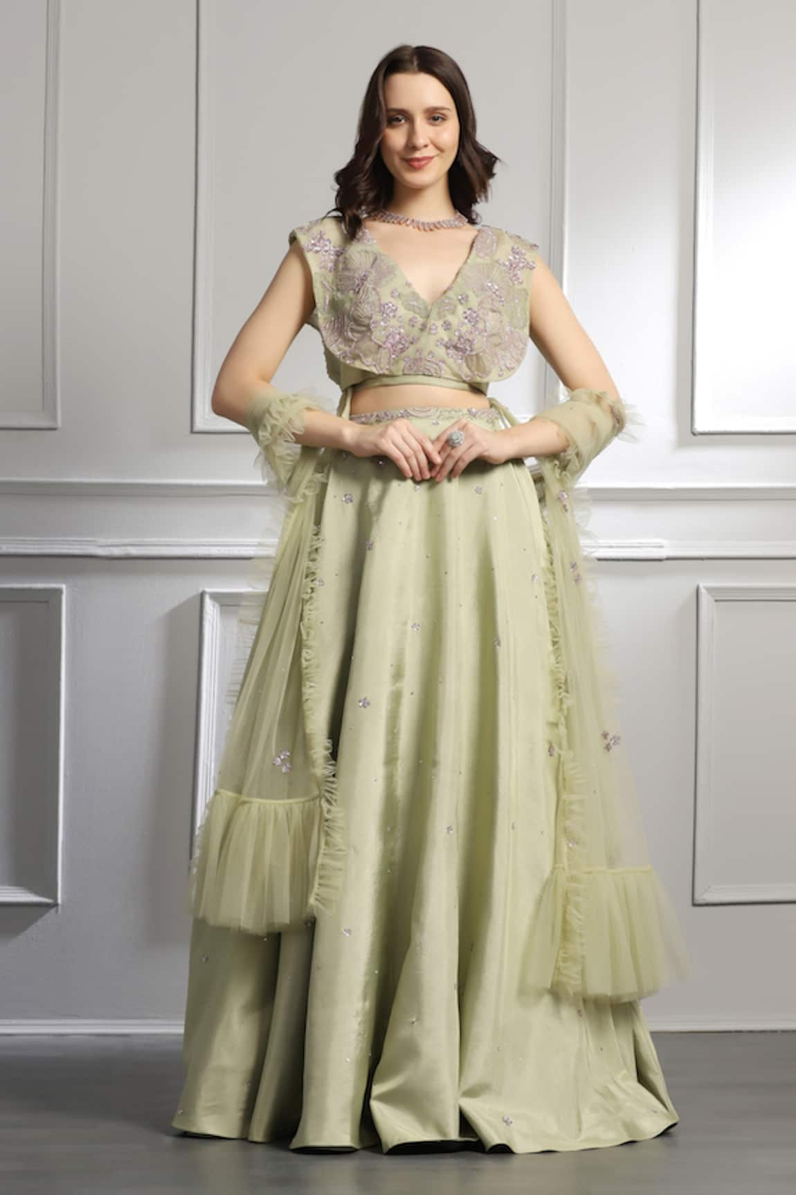 BAYA Floral Embroidered Blouse Lehenga Set