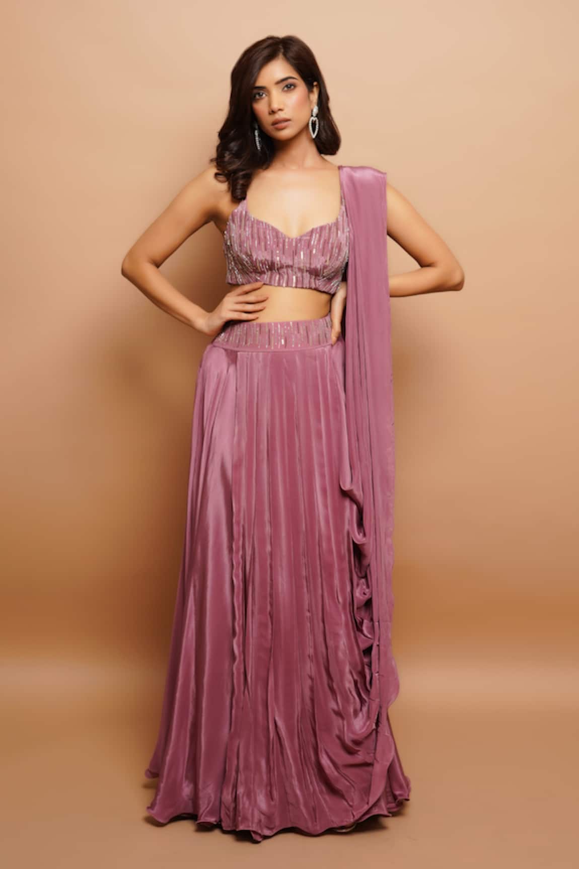 Ahi Clothing Sequin Embroidered Blouse With Lehenga